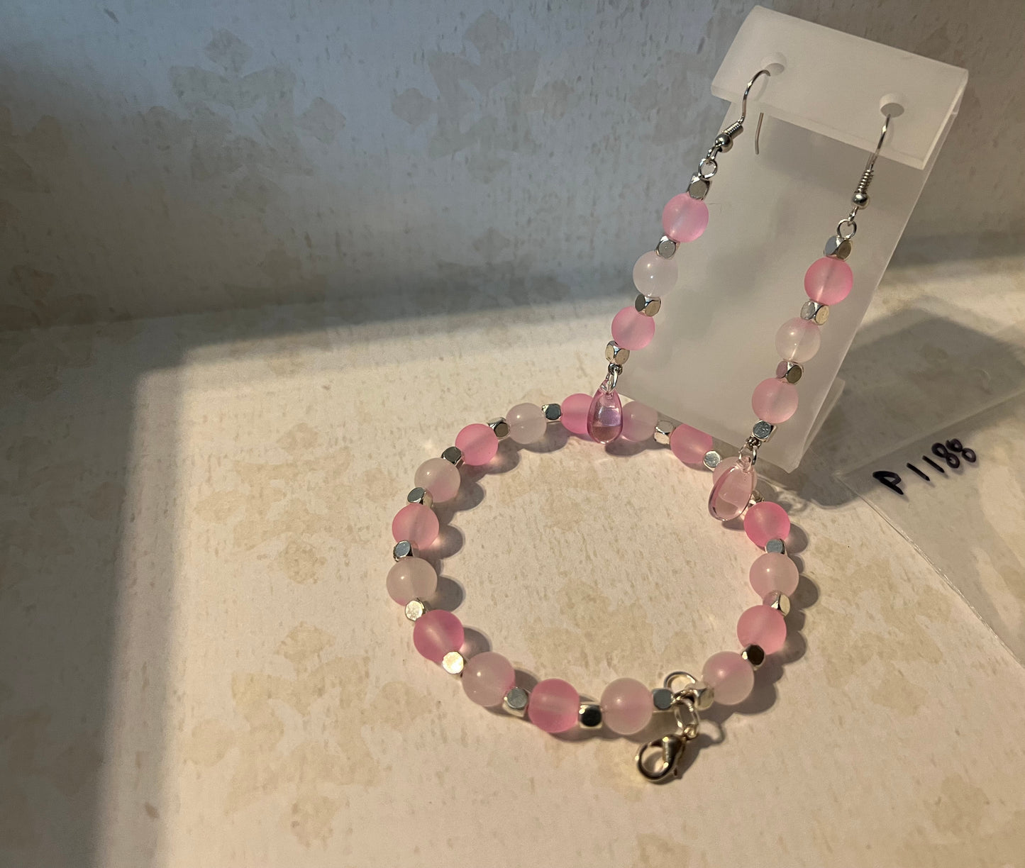 Elegant Purple Agate Beaded Bracelet & Earring Set