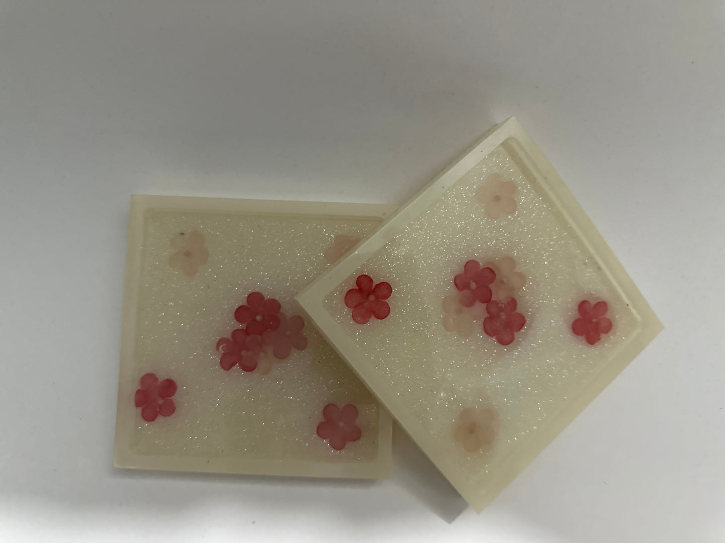 Floral Sparkle Resin Coaster Set