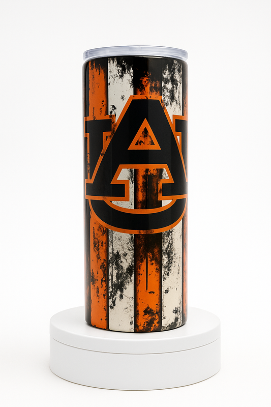 Auburn Grunge Stripe Tumbler – 20 oz Stainless Steel Drinkware