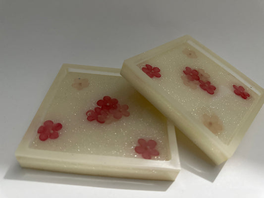 Floral Sparkle Resin Coaster Set